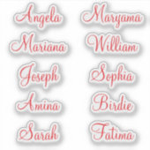 Gepersonaliseerde 10 voornamen | Kalligrafie Stick Sticker (Voorkant)