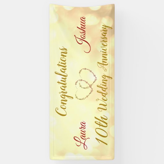 Gepersonaliseerde 10e bruiloft Jubileum Banner (Verticaal)