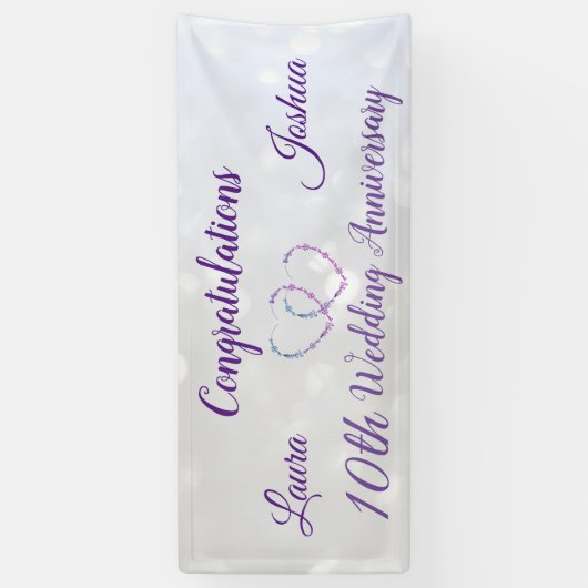 Gepersonaliseerde 10e bruiloft Jubileum Banner (Verticaal)