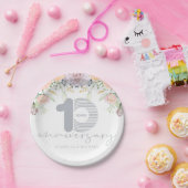 Gepersonaliseerde 10e bruiloft Jubileum Bloemen Papieren Bordje (Feest)