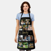 Gepersonaliseerde 11 familie foto collage zwart go schort (Gedragen)