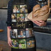 Gepersonaliseerde 11 familie foto collage zwart go schort