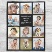 Gepersonaliseerde 11 Foto Collage Modern Black Fleece Deken