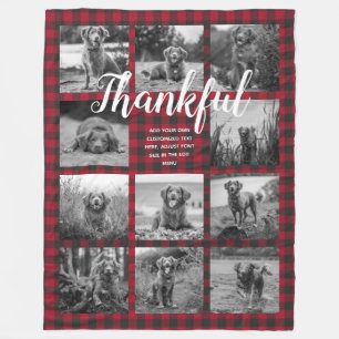 Gepersonaliseerde 11 Fotocollage DANKBAAR rood ger Fleece Deken