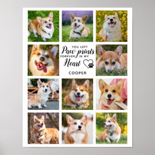 Gepersonaliseerde 11 foto's voor Pet Memorial Paw  Poster