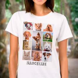Gepersonaliseerde 11 huisdier foto collage raster  t-shirt