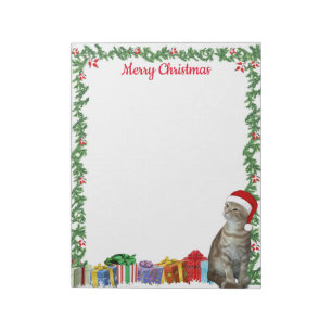 Gepersonaliseerde 11 x 8,5" Kerst Ginger Cat Notitieblok