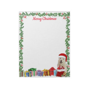 Gepersonaliseerde 11 x 8.5 "Kerst Husky Dog Crysta Notitieblok