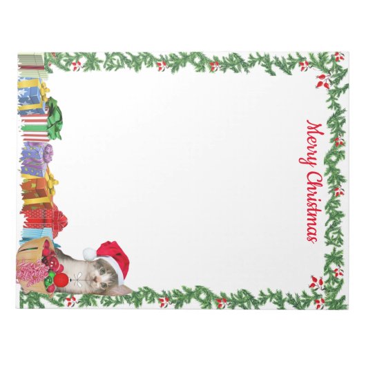 Gepersonaliseerde 11 x 8,5" Kerstmis Tito Tabby Ca Notitieblok (Voorkant)