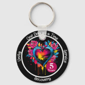 Gepersonaliseerde 12-stappen mijlpaalhart sleutelhanger (Voorkant)