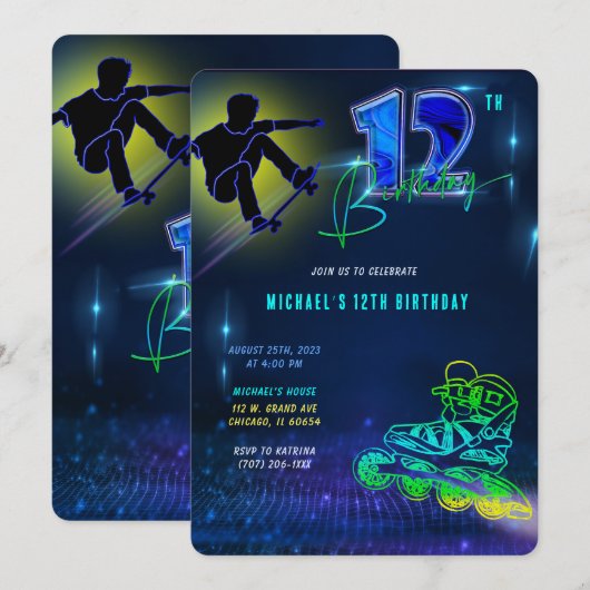 Gepersonaliseerde 12e verjaardag jongen kaart (Voorkant / Achterkant)