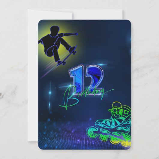 Gepersonaliseerde 12e verjaardag jongen kaart (Achterkant)