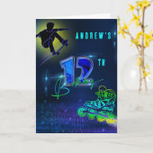 Gepersonaliseerde 12e verjaardag jongen kaart (Gele Bloem)