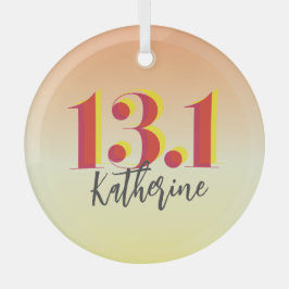 Gepersonaliseerde 13.1 halve marathon lopen glas ornament