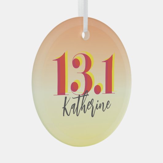 Gepersonaliseerde 13.1 halve marathon lopen glas ornament (Voorkant Rechts)