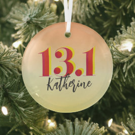 Gepersonaliseerde 13.1 halve marathon lopen glas ornament