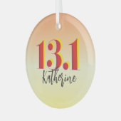 Gepersonaliseerde 13.1 halve marathon lopen glas ornament (Voorkant links)