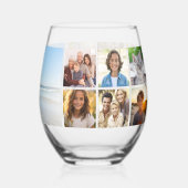 Gepersonaliseerde 13 fotocollage, uw aangepaste te wijnglas zonder voet (Achterkant)