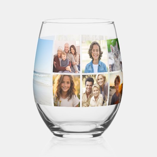 Gepersonaliseerde 13 fotocollage, uw aangepaste te wijnglas zonder voet (Achterkant)