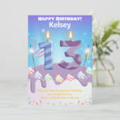 Gepersonaliseerde 13-jarige Happy Birthday Kaart (Staand voorkant)