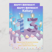 Gepersonaliseerde 13-jarige Happy Birthday Kaart (Voorkant / Achterkant)