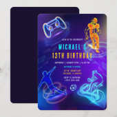 Gepersonaliseerde 13e verjaardag jongen uitnodigin kaart (Voorkant / Achterkant)