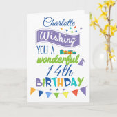 Gepersonaliseerde 14e verjaardag Groeten Kaart (Gele Bloem)