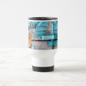 Gepersonaliseerde 15 ounce koffie mok Blue Wood Ba (Center)