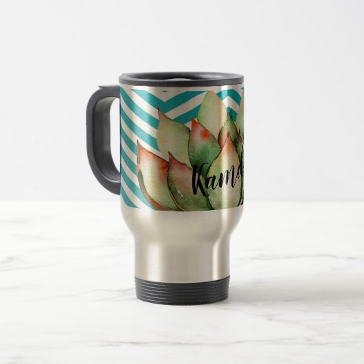 Gepersonaliseerde 15 ounce koffie mok Boho Cacti C (Voorkant links)