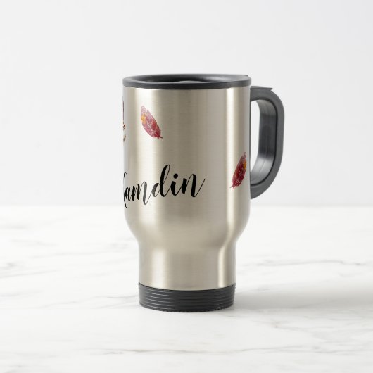 Gepersonaliseerde 15 ounce koffie mok boho hert Bu (Voorkant rechts)