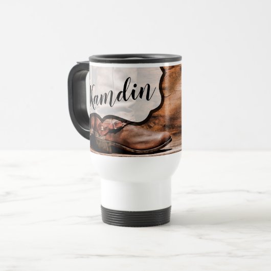 Gepersonaliseerde 15 ounce koffie mok Cowboy Boots (Voorkant links)