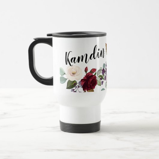 Gepersonaliseerde 15 ounce koffie mok Rozen op Whi (Links)