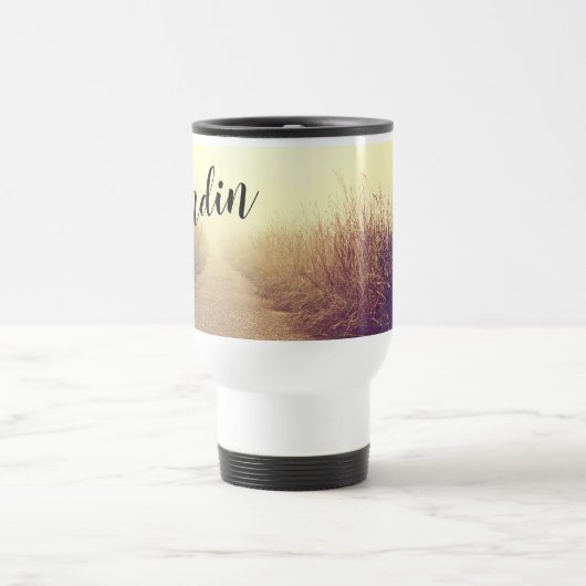 Gepersonaliseerde 15 ounce koffie mok Sunrise Path (Center)