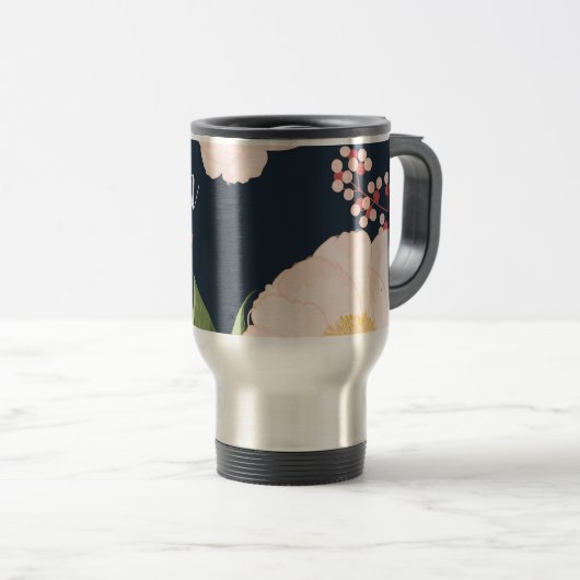 Gepersonaliseerde 15 ounce koffie mok White Floral (Voorkant rechts)