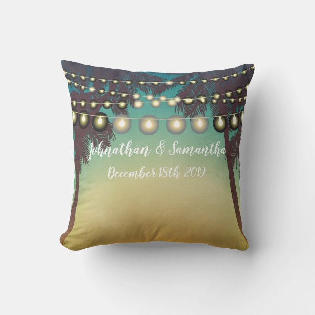 Gepersonaliseerde 16 "x16" Sierkussen Beach Sunset (Voorkant)