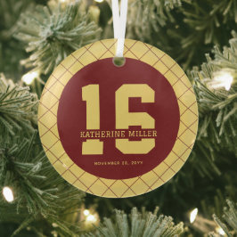 Gepersonaliseerde 16e verjaardag Modern en Elegant Glas Ornament