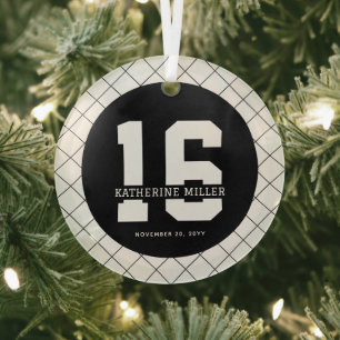 Gepersonaliseerde 16e verjaardag Modern en Elegant Glas Ornament