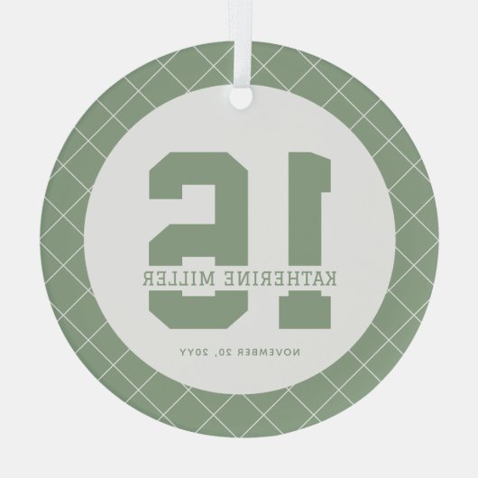 Gepersonaliseerde 16e verjaardag Modern en Elegant Glas Ornament (Achterkant)