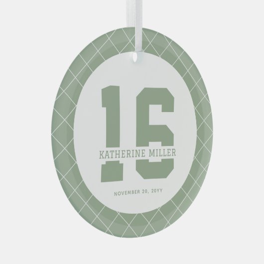 Gepersonaliseerde 16e verjaardag Modern en Elegant Glas Ornament (Voorkant Rechts)