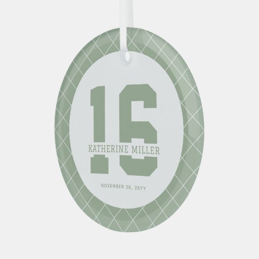 Gepersonaliseerde 16e verjaardag Modern en Elegant Glas Ornament (Voorkant links)