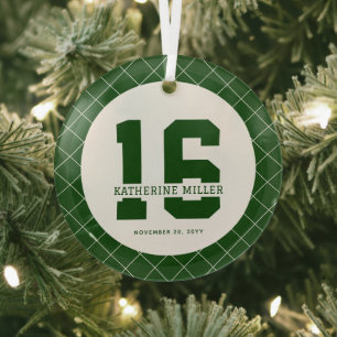 Gepersonaliseerde 16e verjaardag Modern en Elegant Glas Ornament