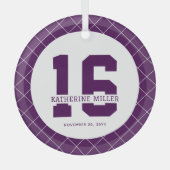 Gepersonaliseerde 16e verjaardag Modern en Elegant Glas Ornament (Voorkant)