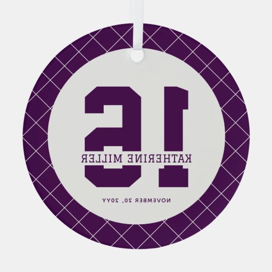 Gepersonaliseerde 16e verjaardag Modern en Elegant Glas Ornament (Achterkant)