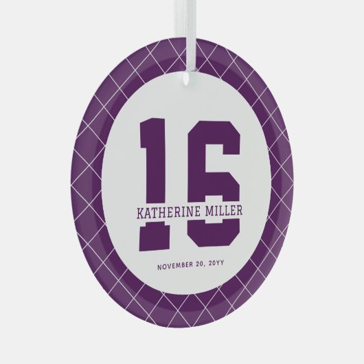 Gepersonaliseerde 16e verjaardag Modern en Elegant Glas Ornament (Voorkant Rechts)