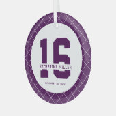 Gepersonaliseerde 16e verjaardag Modern en Elegant Glas Ornament (Voorkant links)