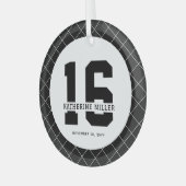 Gepersonaliseerde 16e verjaardag Modern en Elegant Glas Ornament (Voorkant links)