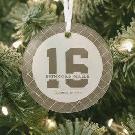 Gepersonaliseerde 16e verjaardag Modern en Elegant Glas Ornament