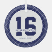 Gepersonaliseerde 16e verjaardag Modern en Elegant Glas Ornament (Voorkant)