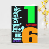 Gepersonaliseerde 16e verjaardag POP Wenskaart Kaart (Gele Bloem)