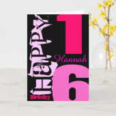 Gepersonaliseerde 16e verjaardag POP Wenskaart Kaart (Gele Bloem)